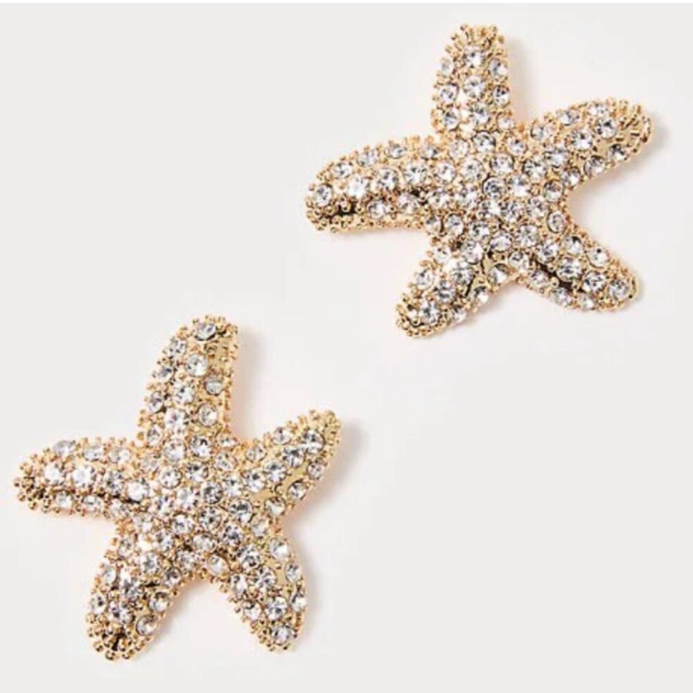 Lilly Pulitzer NWT Starfish stud Earrings gold metallic 3/4’ long